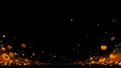 Dark Art Glowing Pumpkins Black/Dark Wallpaper 4K 2912x1632 Dark, Ai, Art, Scene, Of, Glowing, Pumpkins, Scattered, Across, Black, Field, Warm, Brown, Orange, Ultrawide, QHD
