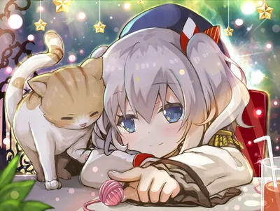 Epic Kashima Wallpaper Abstract Wallpaper 4K 1920x1450 Kashima, From, Kantai, Collection, Relaxes, With, A, Cat, Whimsical, Colorful, Scene, Desktop, White, Gray, Landscape, Full HD
