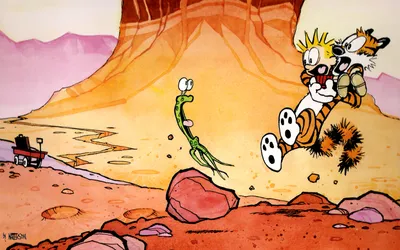 Calvin Hobbes Leap Fright Abstract Wallpaper 4K 1680x1050 (calvin, And, Hobbes, Leap, In, Fright, As, A, Snake, Jumps, Out, Them, White, Ultrawide