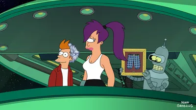 Calm Bender Wallpaper Space Wallpaper 4K 1920x1080 Bender, Fry, And, Leela, From, Futurama, Stand, Together, Spaceship, Holding, Framed, Pants, White, Orange, Purple, Ultrawide, Full HD