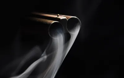 Close Shotgun Double Barrel Black/Dark Wallpaper 4K 1920x1200 A, Close-up, Shot, Of, Shotgun's, Double, Barrel, Shotgun, 039, Smoke, Elegantly, Rising, Gray, Ultrawide, Full HD