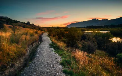 Calm Man Wallpaper Nature Wallpaper 4K 1920x1200 Hd, Pc, Desktop, Wallpaper, A, Man-made, Gravel, Path, Winding, Through, Golden, Grass, Gray, Ultrawide, Full HD
