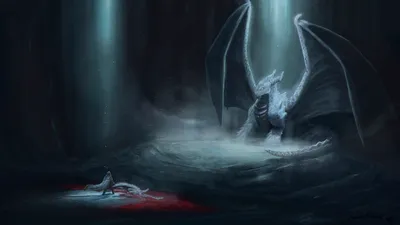 Dark Fantasy Warrior Dueling Dragon Fantasy Wallpaper 4K 3000x1688 A, Dark, Fantasy, Scene, Of, Warrior, Dueling, Dragon, Inside, Dimly, Lit, Cave, Gray, Ultrawide, QHD