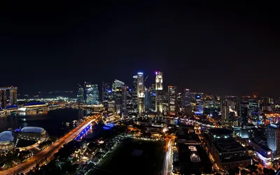 Nighttime Singapore Man World Wallpaper 4K 1920x1200 Hd, Pc, Desktop, Wallpaper/background:, Nighttime, Singapore, Man-made, City, Skyline, Illuminated, Skyscrapers, Shimmering, Black, Brown, Gray, Ultrawide, Full HD