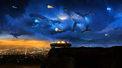 Moody Artistic Wallpaper Space Wallpaper 4K 2800x1575 Artistic, Fantasy, 2k, Quad, Hd, Pc, Desktop, Wallpaper, Lone, Car, Cliff, Night, Brown, Ultrawide, QHD