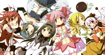 Puella Magi Madoka Abstract Wallpaper 4K 5767x3009 (puella, Magi, Madoka, Magica), Anime, Wallpaper, Five, Magical, Girls, Colorful, Outfits, Arranged, White, Ultrawide, 4k