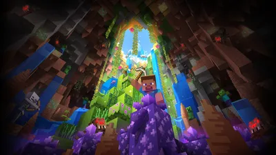 Misty Minecraft Wallpaper Games Wallpaper 4K 2560x1440 Hd, Minecraft, Wallpaper:, Featuring, An, In-game, Character, In, Vibrant, Cave, Environment, Desktop, Black, Ultrawide, QHD