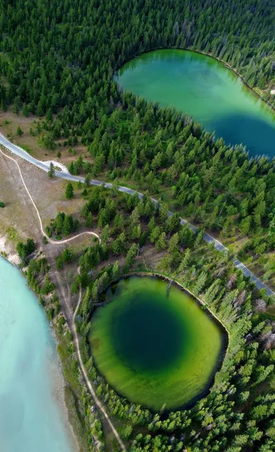 Aerial Emerald Lakes Banff Canada Nature Wallpaper 4K 2249x3701 Gray, White