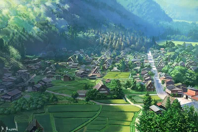 Vibrant Anime Wallpaper Nature Wallpaper 4K 1920x1278 Hd, Anime, Original, Desktop, Wallpaper, Featuring, A, Serene, Village, Nestled, Among, Lush, Pink, Brown, Gray, Ultrawide, Full HD