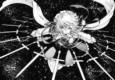 Anime Sakuya Izayoi Touhou Space Wallpaper 4K 1920x1343 Hd, Anime, Desktop, Wallpaper, Featuring, Sakuya, Izayoi, From, Touhou, Depicted, Dynamic, Action, White, Landscape, Full HD