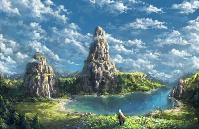 Fantasy Landscape Towering Nature Wallpaper 4K 3019x1960 Hd, Fantasy, Landscape, Wallpaper, Featuring, Towering, Mountains, A, Cascading, Waterfall, Serene, Lake, Brown, Gray, Ultrawide, QHD