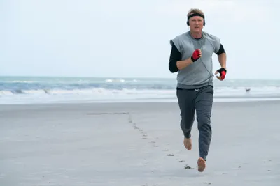 Golden Runner Wallpaper Nature Wallpaper 4K 3600x2400 Runner, In, A, Headband, And, Gloves, On, Windswept, Beach, Quad, Desktop, Inspired, Gray, Landscape, QHD