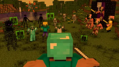 Minecraft Steve Battle Enderman Games Wallpaper 4K 1920x1080 Minecraft, Hd, Wallpaper:, Featuring, Steve, In, Battle, With, Enderman, Zombie, Pigman, Creeper, Orange, Red, Brown, Ultrawide, Full HD