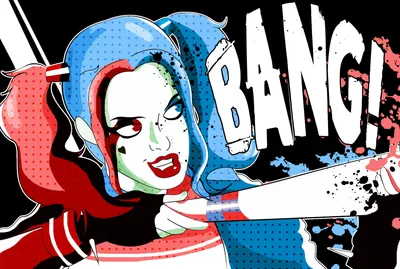 Dark Comic Wallpaper Abstract Wallpaper 4K 3512x2363 Hd, Comic-style, Wallpaper, Featuring, Harley, Quinn, Aiming, A, Gun, Word, Bang, Bold, White, Pink, Landscape, QHD