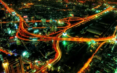 Misty Aerial Wallpaper World Wallpaper 4K 1920x1200 Hd, Pc, Desktop, Wallpaper, Aerial, Night, City, View, Man-made, Highway, Interchange, Glowing, Orange, Red, Brown, Ultrawide, Full HD