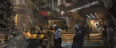 Dark Sci Wallpaper World Wallpaper 4K 3840x1607 Sci-fi, City, Interior, Crowded, Futuristic, Transit, Hub, With, Uniformed, Officers, Pedestrians, Brown, Gray, Ultrawide, 4K