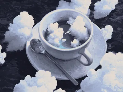 Digital Art Painting Illustration Surreal Nature Wallpaper 4K 2000x1500 Digital, Art, Painting, Illustration, Surreal, Landscape, Artwork, Desktop, Showing, Teacup, Saucer, White, Full HD