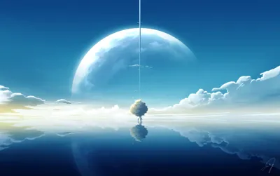 Misty Anime Wallpaper Nature Wallpaper 4K 2360x1480 An, Hd, Anime, Wallpaper:, Featuring, A, Lone, Tree, Reflecting, Calm, Water, Surface, White, Brown, Ultrawide, Full HD