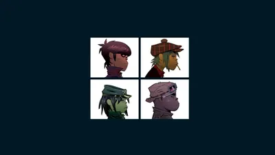 Four Illustrated Gorillaz Wallpaper 4K, Black/Dark category