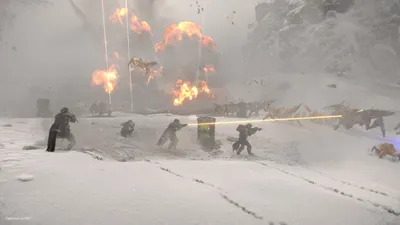 Epic Helldivers Wallpaper Nature Wallpaper 4K 1920x1080 Hd, Wallpaper, Of, Helldivers, 2, Featuring, Soldiers, In, Combat, Snowy, Battlefield, Explosions, White, Gray, Ultrawide, Full HD
