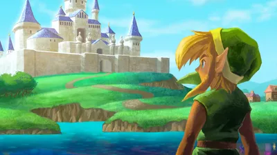 Vibrant Link Wallpaper Fantasy Wallpaper 4K 1920x1080 Link, Looks, Toward, A, Castle, In, The, Distance, Desktop, Legend, Zelda, Between, Yellow, Pink, Ultrawide, Full HD