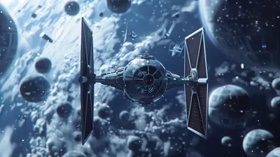 Golden Artistic Wallpaper Space Wallpaper 4K 2912x1632 Hd, Desktop, Wallpaper, Featuring, Artistic, Fan-made, Rendition, Of, Tie, Fighter, Spacecraft, Against, White, Ultrawide, QHD