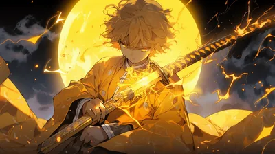 Crisp Zenitsu Wallpaper Space Wallpaper 4K 2912x1632 Hd, Wallpaper:, Of, Zenitsu, Agatsuma, From, Demon, Slayer, Kimetsu, Yaiba, Wielding, Yellow, Pink, Ultrawide, QHD