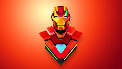 Vibrant Facets Comic Iron Gradients Wallpaper 4K 2560x1440 Vibrant, Facets-style, Comic, Iron, Man, Bust, In, Red, Gold, Glowing, Blue, Arc, Orange, Ultrawide, QHD