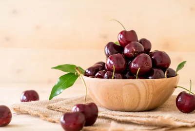 Golden Wooden Wallpaper Abstract Wallpaper 4K 7842x5258 A, Wooden, Bowl, Filled, With, Fresh, Cherries, Surrounded, Loose, Green, Leaves, Captured, White, Landscape, 4k