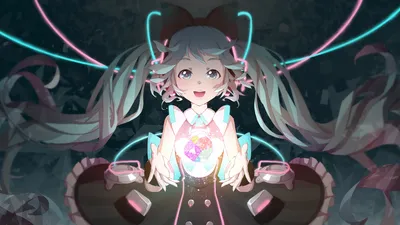 Dark Anime Wallpaper Abstract Wallpaper 4K 1920x1080 Anime-style, Vocaloid, Character, With, Glowing, Neon, Accents, And, Long, Twin, Tails, Depicted, White, Ultrawide, Full HD