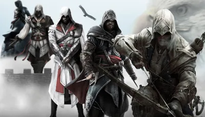Multiple Iconic Assassin Abstract Wallpaper 4K 1888x1080 Hd, Pc, Desktop, Wallpaper, Featuring, Multiple, Iconic, Assassin's, Assassin, 039, Creed:, Characters, White, Ultrawide