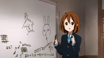 Yui Hirasawa Anime Stands Abstract Wallpaper 4K 1920x1080 Yui, Hirasawa, From, The, Anime, K-on!, Stands, In, Front, Whiteboard, Doodles, Gray, Ultrawide, Full HD