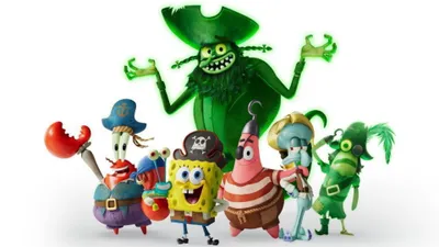 Bright Spongebob Wallpaper Abstract Wallpaper 4K 3840x2160 Spongebob, Squarepants, And, His, Pirate, Crew, Patrick, Squidward, Krabs, Plankton:, Green-tinted, White, Ultrawide, 4k