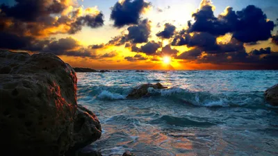 Bright Breathtaking Wallpaper Nature Wallpaper 4K 1920x1080 A, Breathtaking, Sunset, Casts, Golden, Hues, Over, The, Ocean, Where, Waves, Gently, White, Ultrawide, Full HD