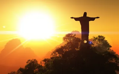 Christ Redeemer Statue Nature Wallpaper 4K 1920x1200 Hd, Desktop, Wallpaper, Featuring, Christ, The, Redeemer, Statue, Silhouetted, Against, Vibrant, Sunset, White, Ultrawide, Full HD