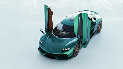 Koenigsegg Gemera Teal Doors Open Nature Wallpaper 4K 3840x2160 Koenigsegg, Gemera, In, Teal, With, Doors, Open, On, Snowy, High-definition, Desktop, White, Ultrawide, 4k