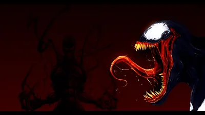 Dynamic Comic Venom Its Black/Dark Wallpaper 4K 1680x945 A, Dynamic, Comic-style, Image, Featuring, Venom, Showcasing, Its, Fierce, Grin, Long, Tongue, White, Gray, Ultrawide
