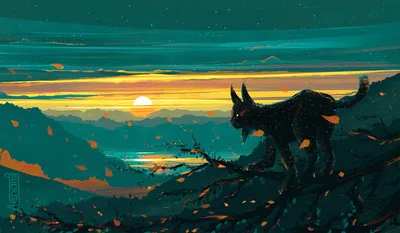 Vibrant Fantasy Wallpaper Nature Wallpaper 4K 1920x1120 Hd, Desktop, Wallpaper, Of, A, Fantasy, Landscape, Featuring, Lynx, Silhouette, Against, Stunning, Yellow, Brown, Ultrawide, Full HD