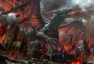 Fantasy Depicting Fierce Fantasy Wallpaper 4K 3327x2282 Hd, Fantasy, Desktop, Wallpaper, Depicting, A, Fierce, Dragon, Breathing, Fire, Over, Burning, Gray, Landscape, QHD