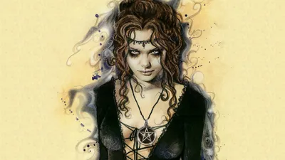 Crisp Captivating Wallpaper Fantasy Wallpaper 4K 3840x2160 A, Captivating, Hd, Wallpaper, Featuring, Gothic, Woman, Adorned, Pentagram, Set, Against, Dreamy, White, Ultrawide, 4K