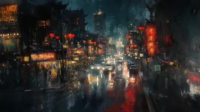 Artistic Depicting Vibrant Black/Dark Wallpaper 4K 2912x1632 Artistic, Hd, Desktop, Wallpaper, Depicting, A, Vibrant, Night, Street, Scene, China, Illuminated, Brown, Gray, Ultrawide, QHD
