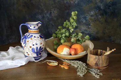 Food Still Life Blue White Black/Dark Wallpaper 4K 2048x1356 Food, Still, Life, Blue-and-white, Ceramic, Pitcher, Bowl, Of, Citrus, Peaches, Orange, White, Gray, Ultrawide, Full HD
