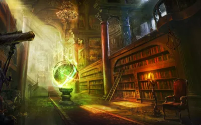 Radiant Fantasy Wallpaper Fantasy Wallpaper 4K 4000x2500 Hd, Fantasy, Wallpaper:, Featuring, A, Magical, Library, With, Towering, Bookshelves, Glowing, Orb, Gray, Ultrawide, 4k
