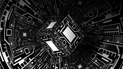 Black White Abstract Vector Black/Dark Wallpaper 4K 8000x4500 Black, And, White, Abstract, Vector, Optical, Illusion, Featuring, Complex, Cube, Design, Rendered, Ultrawide, 4K