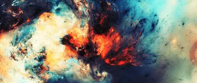 Sleek Abstract Wallpaper Abstract Wallpaper 4K 2560x1080 Abstract, Fractal, Design, With, Vibrant, Fiery, Reds, And, Cool, Blues, Creates, Dynamic, White, Ultrawide, QHD