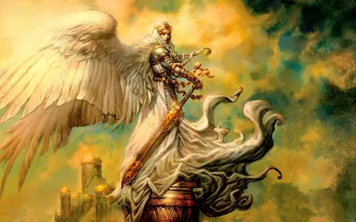 Vibrant Fantasy Wallpaper Fantasy Wallpaper 4K 1920x1200 Hd, Wallpaper:, Featuring, A, Fantasy, Scene, Of, An, Angel, Warrior, Woman, Wings, Orange, Purple, White, Ultrawide, Full HD
