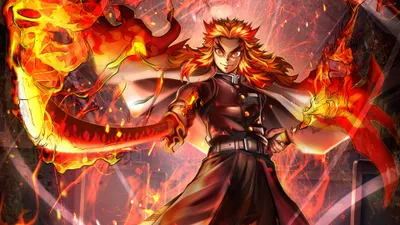Golden Vibrant Wallpaper Abstract Wallpaper 4K 3840x2160 Vibrant, 4K, Ultra, Hd, Wallpaper, Featuring, Kyojuro, Rengoku, Character, Surrounded, Flames, Wielding, Brown, Gray, Ultrawide
