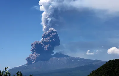 Eruption Volcano Sicily Sending Towering Nature Wallpaper 4K 8192x5278 Eruption, Of, A, Volcano, In, Sicily, Sending, Towering, Ash, Cloud, Into, Sky, Brown, Gray, Ultrawide, 4k