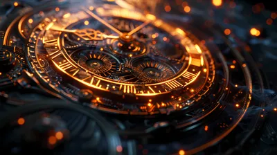 Intricately Clockwork Glowing Orange Fantasy Wallpaper 4K 5824x3264 Hd, Desktop, Wallpaper, Featuring, An, Intricately, Designed, Clockwork, Glowing, Orange, Accents, Evoking, Gray, Ultrawide, 4K