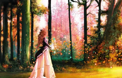 Bright Fantasy Wallpaper Fantasy Wallpaper 4K 2949x1891 A, Fantasy-style, Artistic, Painting, Of, Woman, In, Flowing, Dress, Standing, Vibrant, Fall, White, Black, Ultrawide, QHD